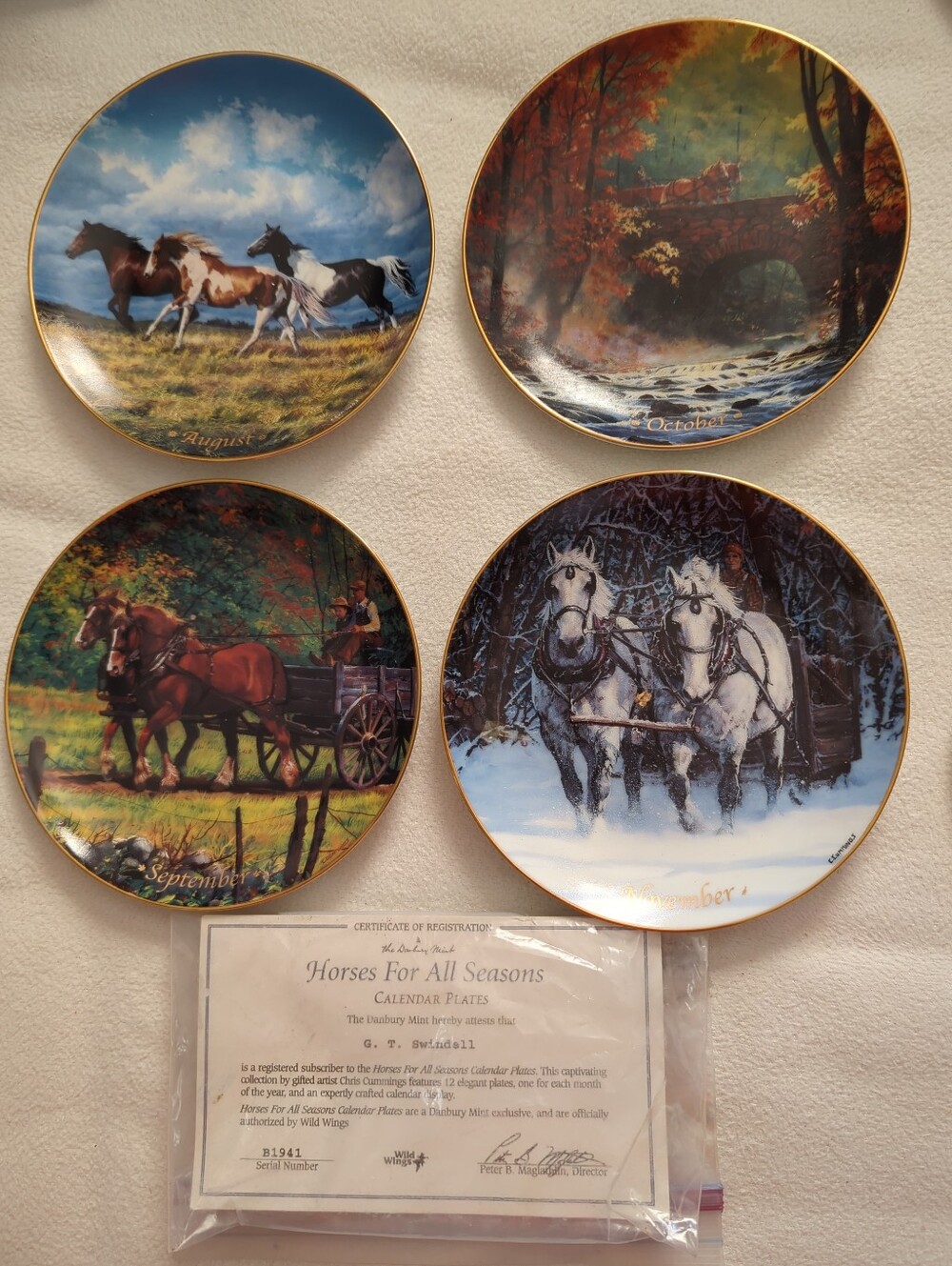"Horses for all Seasons" Calendar Plates by Chris Cummings - Series B1941 - Picture 3 of 15